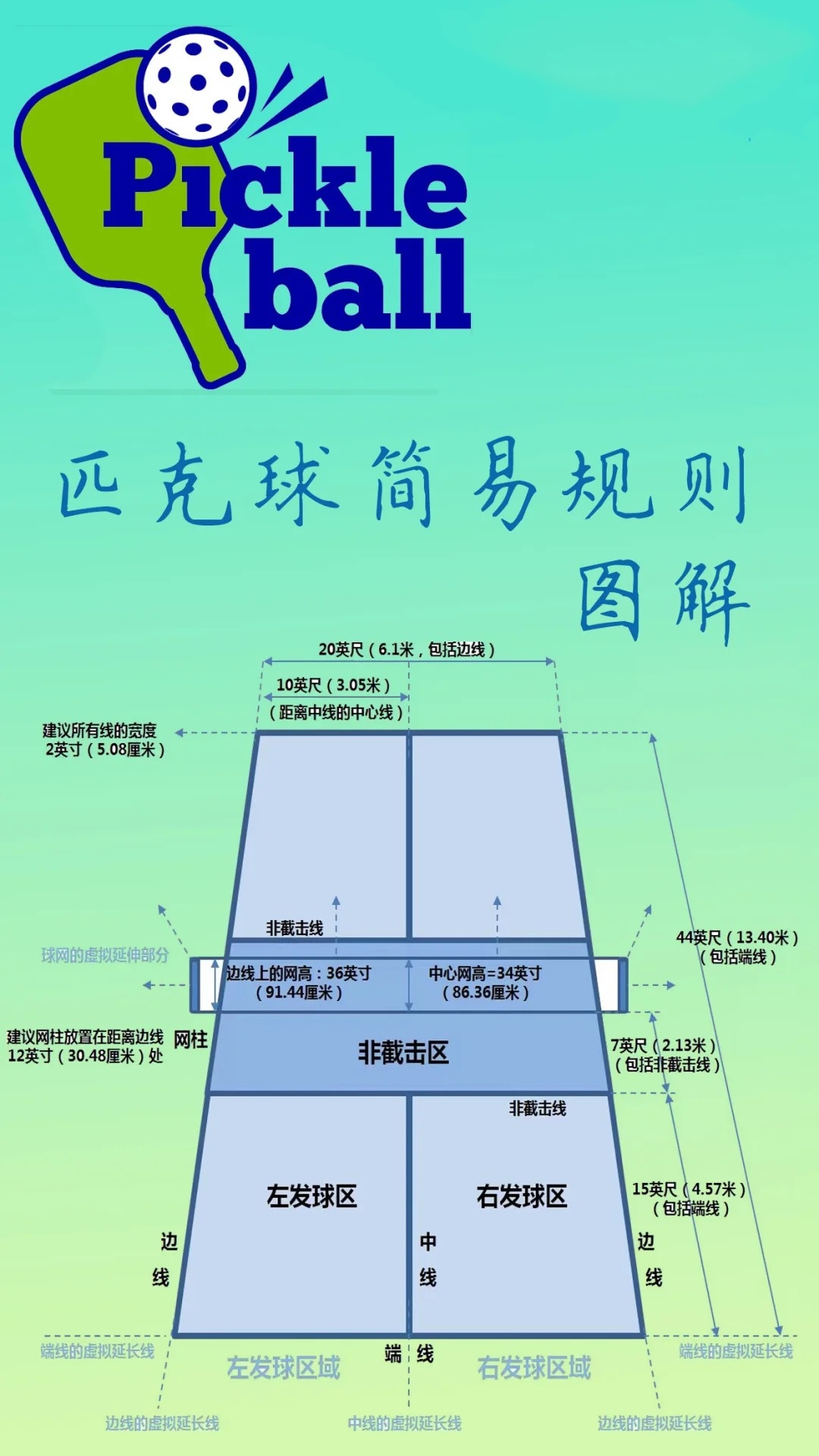 匹克球场尺寸标准与知识介绍全解析